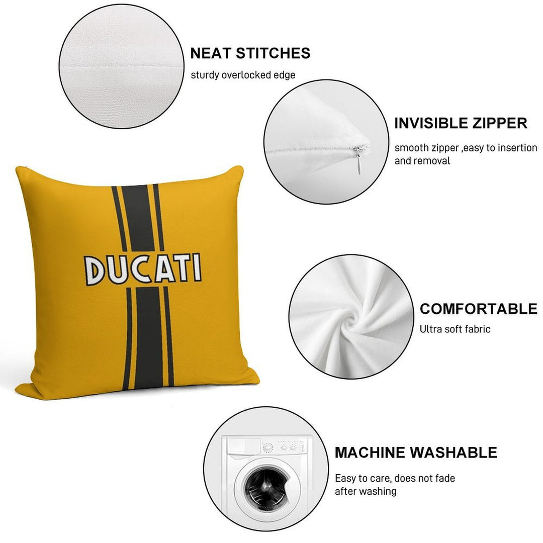 Retro Ducati Graphic Soft Reinforced Edging Throw Pillow