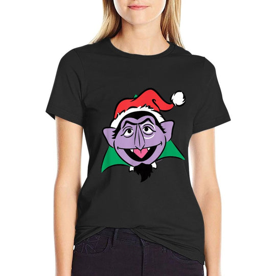 Sesame Street Christmas Santa Hat Count Von Count Face  Classic T-Shirt