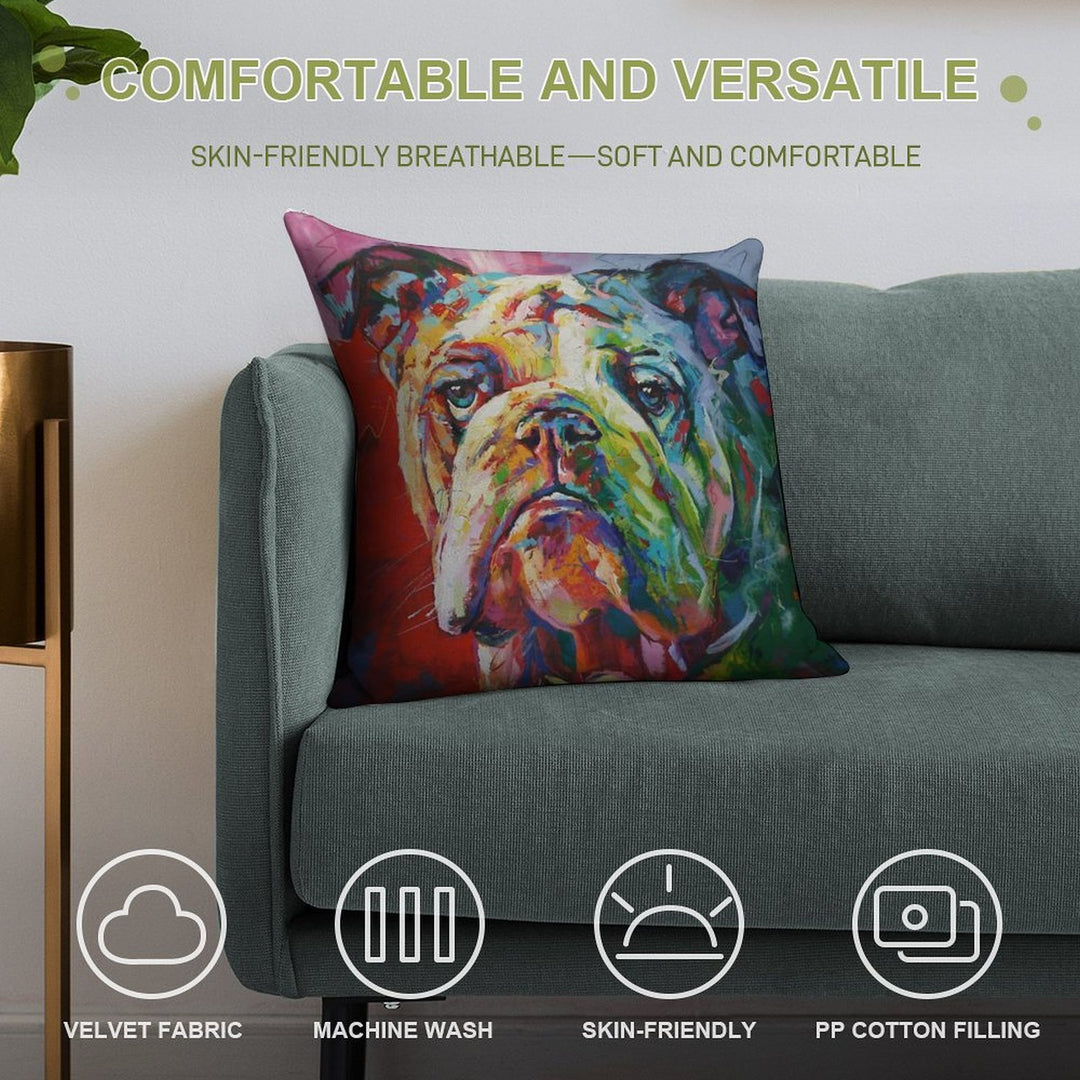 English Bulldog Soft Anti-Pilling Throw Pillow