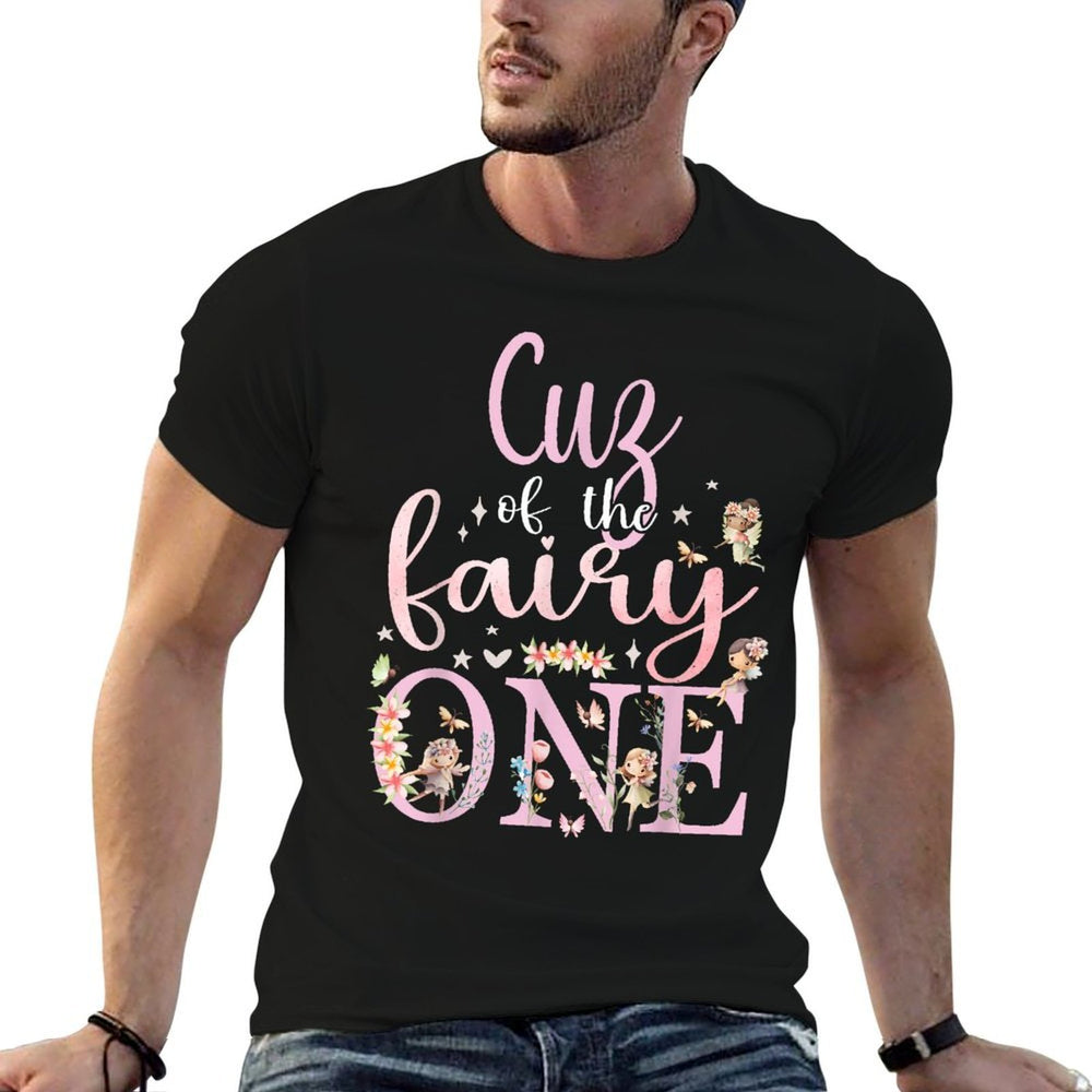 Cuz of The Fairy One Cousin 1st Birthday Party Family  Heathered Texture T-Shirt