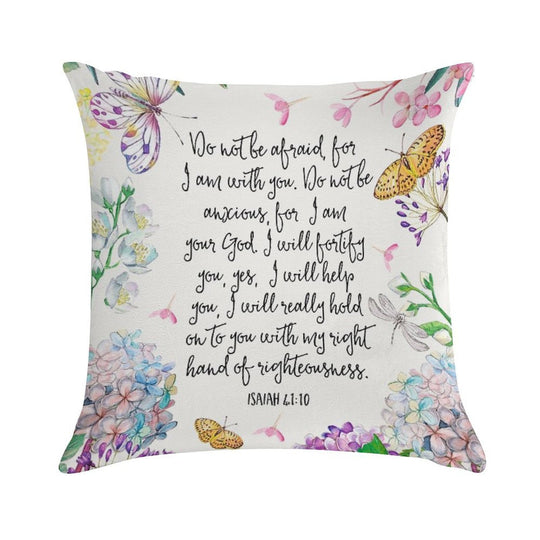 Isaiah 4110 (Flowers And Butterflies) Soft Reinforced Edging Throw Pillow