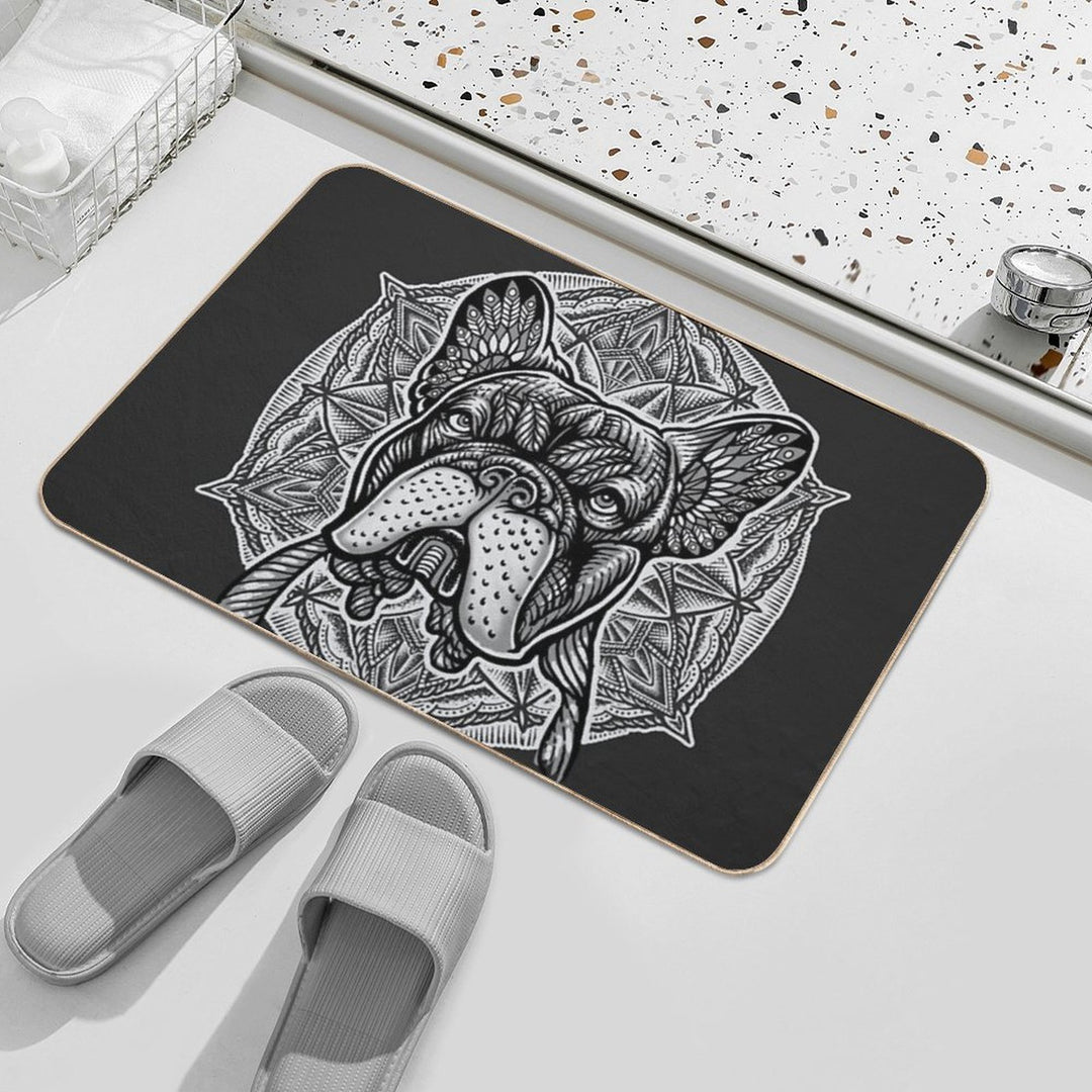 Frenchie Bulldog Mandala  Rapid-Drying Bath Mat