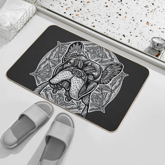 Frenchie Bulldog Mandala  Rapid-Drying Bath Mat