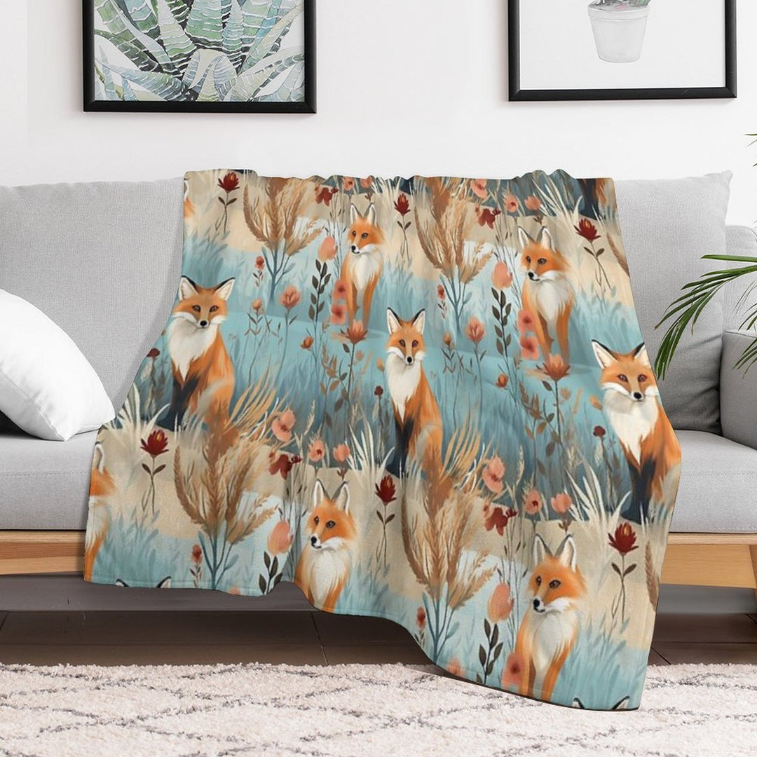 Fox Pattern Velvety-soft Throw Blanket
