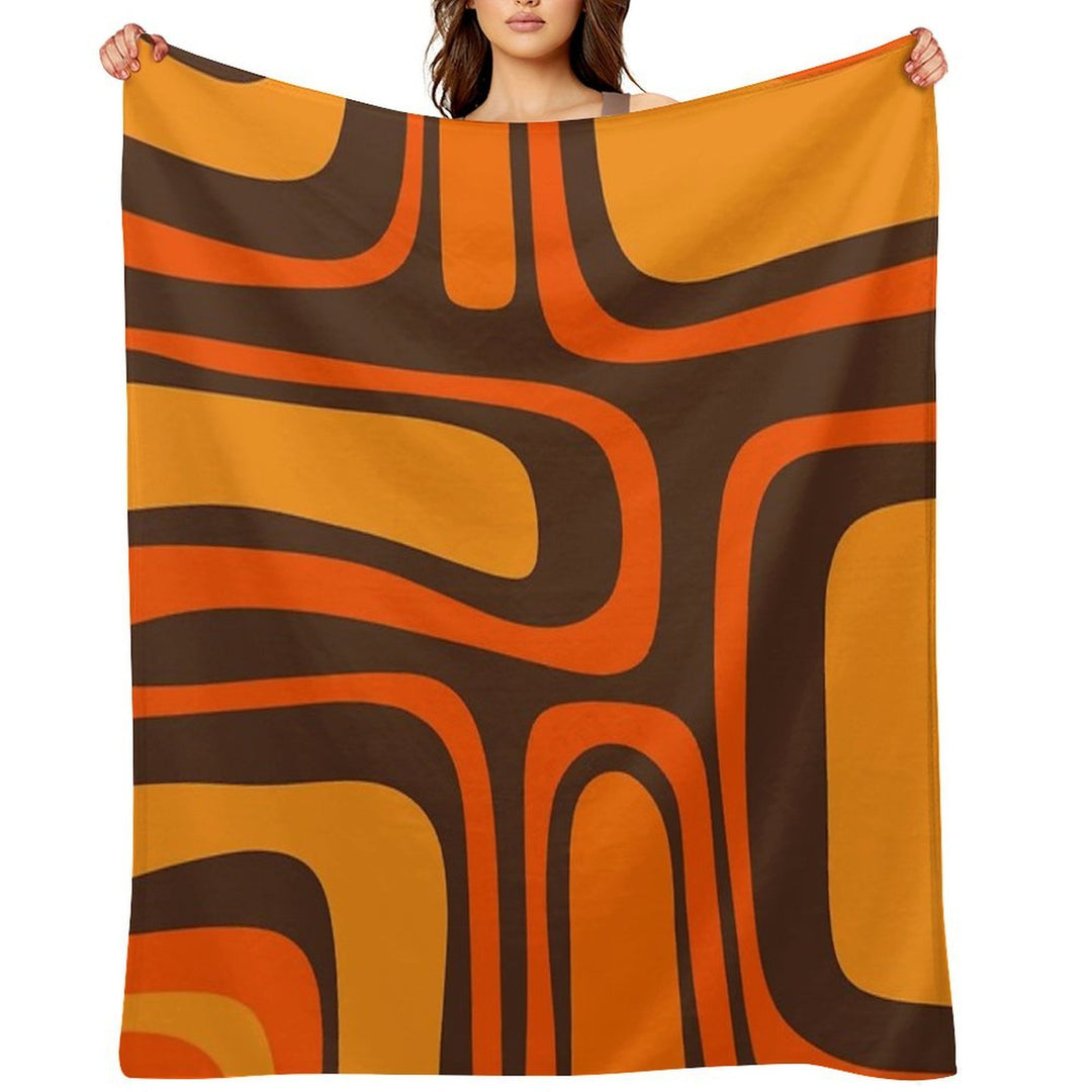 Palm Springs Retro Mid-Century Modern Abstract Pattern in 70s Brown And Orange Compact Throw Blanket