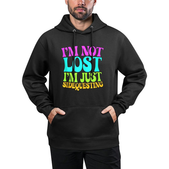 I’m Not Lost, I’m Just Sidequesting – Funny Rave EDM Groovy Breathable Fabric Hoodie