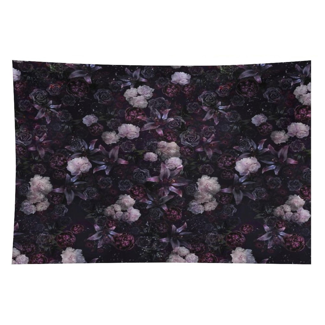 Midsummer Nights Dream #Dark Floral #Midnight #Black #Rose #Night Tapestry