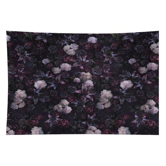 Midsummer Nights Dream #Dark Floral #Midnight #Black #Rose #Night Tapestry