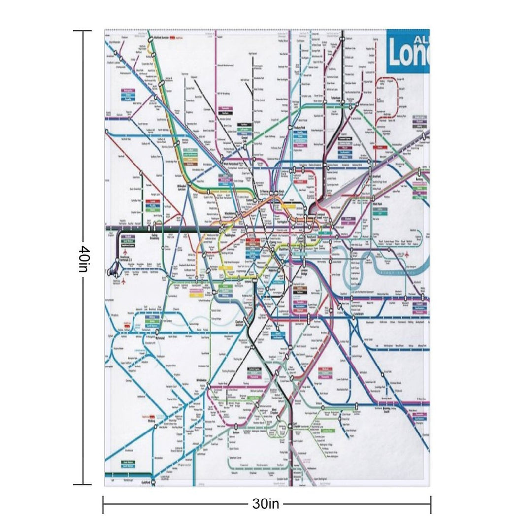 London AllRail Map Lightweight Throw Blanket