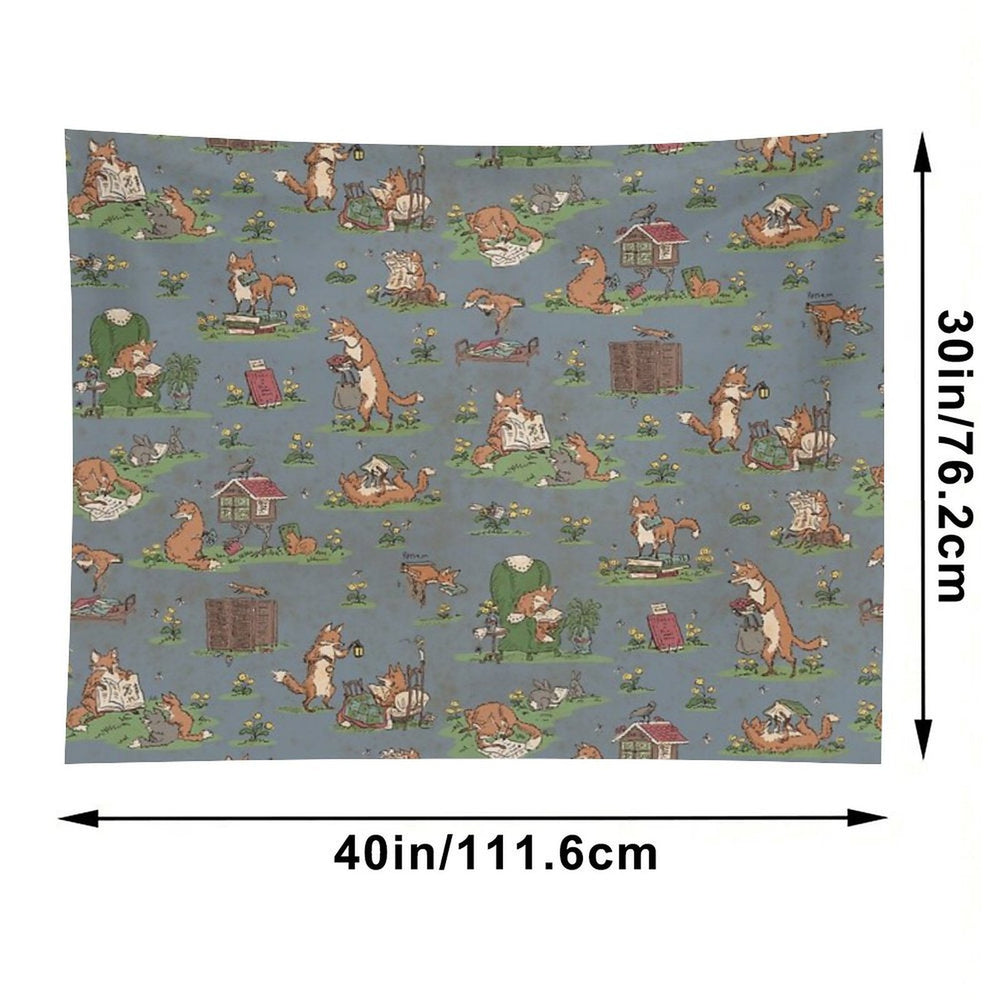 Library Foxes Tapestry