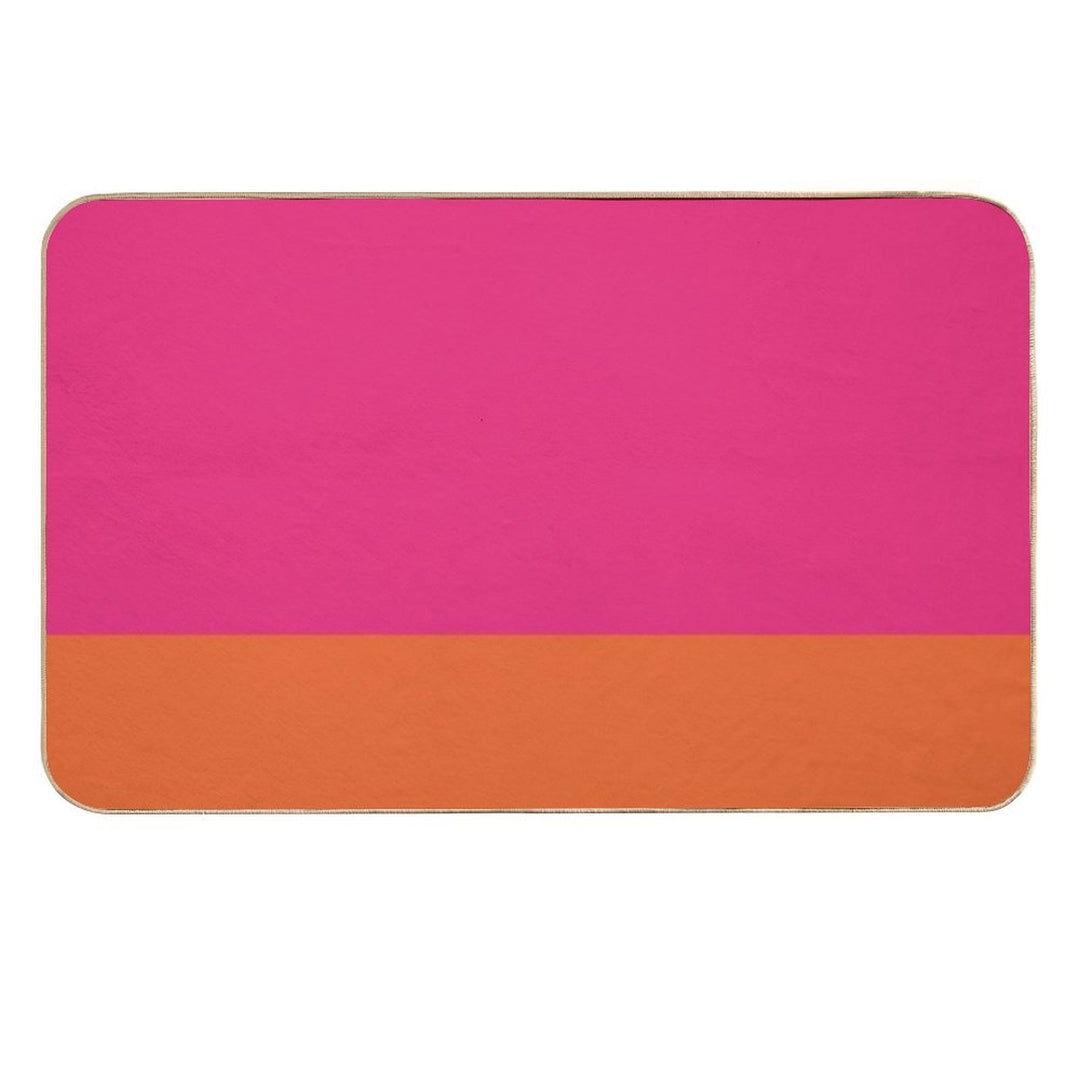 Hot Neon Pink And Orange Pop Minimalist Solid Color Block  Multi-Purpose Bath Mat