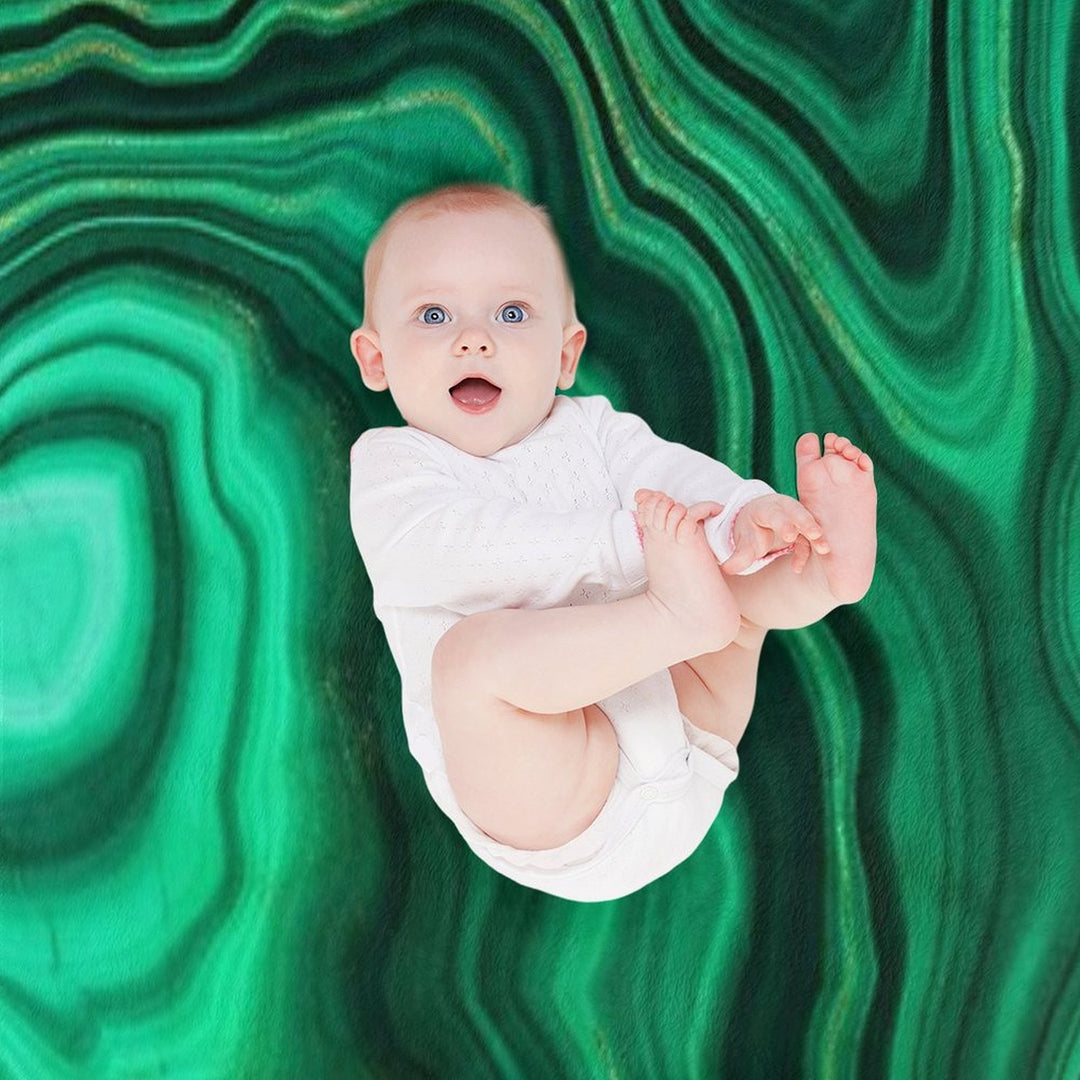 Malachite Green Faux Marble with Gold Veins III Anti-pilling Throw Blanket