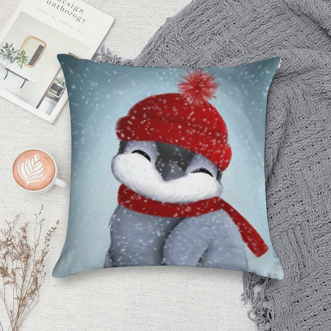 Baby Penguin Soft Reinforced Edging Throw Pillow