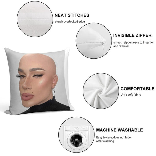 James Charles Bald Soft Reinforced Edging Throw Pillow