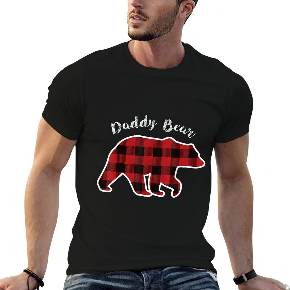 Daddy BEAR  Men Red Plaid Christmas Pajama Family Dad Gift  Versatile T-Shirt