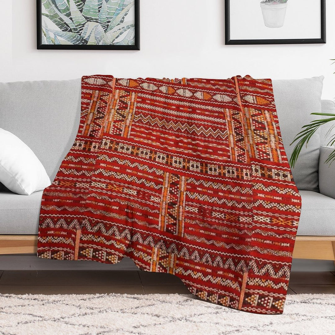 Red Vintage Moroccan Pattern Premium Throw Blanket