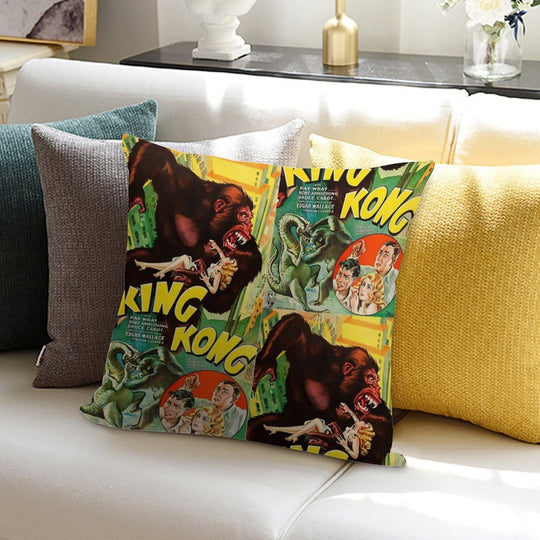 King Kong Vintage Film Soft High-Density Material Throw Pillow