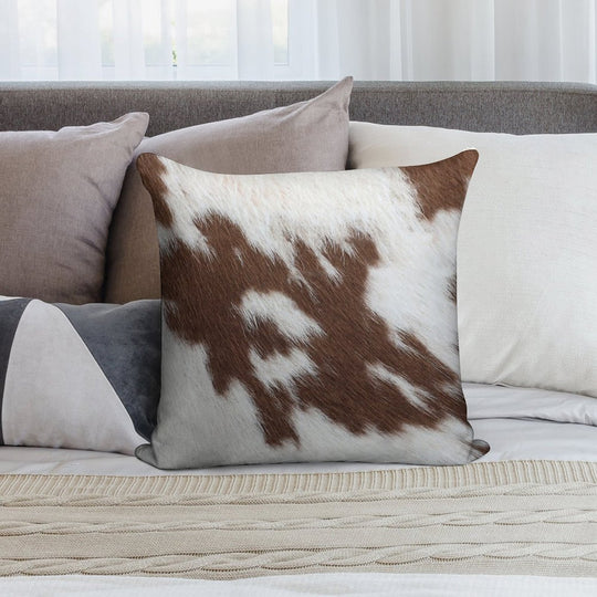 Cow Hide Dark Brown & White Soft Decorative Cover Throw Pillow