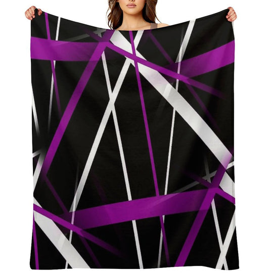 Seamless Abstract Purple And White Lines On Black Pattern All-season Throw Blanket