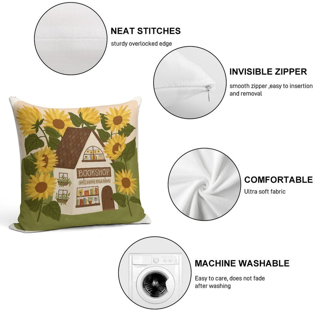 Sunflower Bookshop Soft Multiple Sizes Throw Pillow