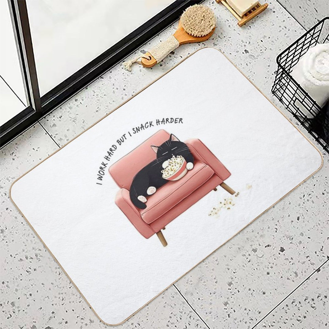 Popcorn Powered Cat  Dirt-Trapping Bath Mat