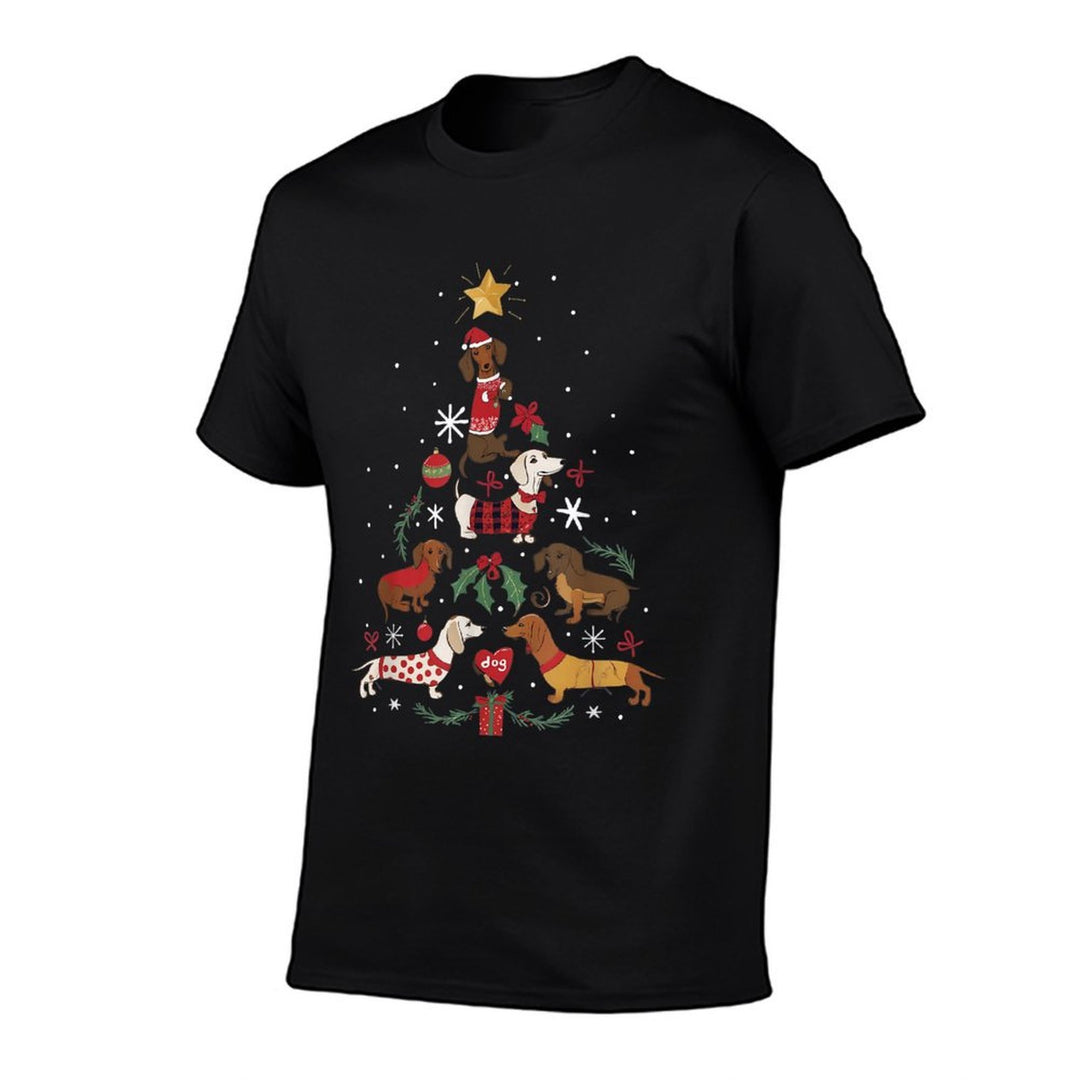 Dachshund Through The Snow Funny Dog Christmas Tree  Polyester Blend T-Shirt