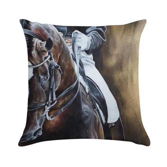 Dressage Horse on Gold Soft Warmth Comfort Throw Pillow