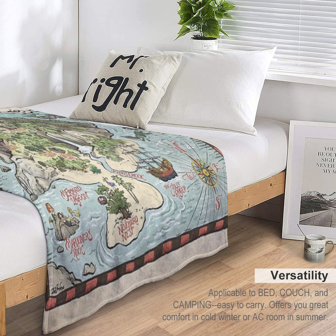 Neverland Map Machine-washable Throw Blanket