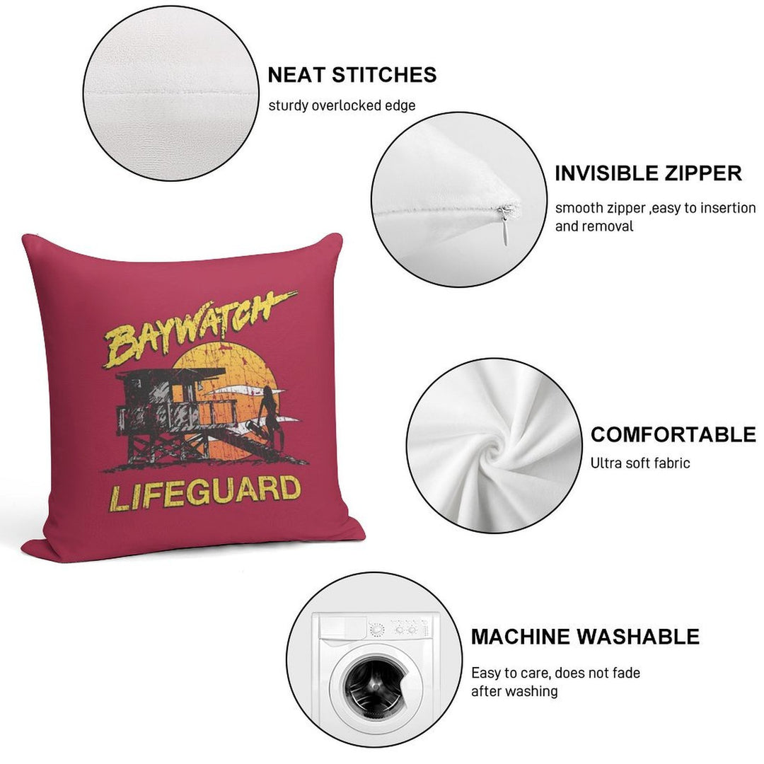Baywatch Lifeguard Sunset 1989 Soft Skin-Friendly Throw Pillow