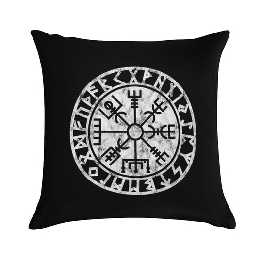 Vintage, Vegvisir, Symbol, Futhark Runes, Viking Compass, Norse, Protection Soft Skin-Friendly Throw Pillow