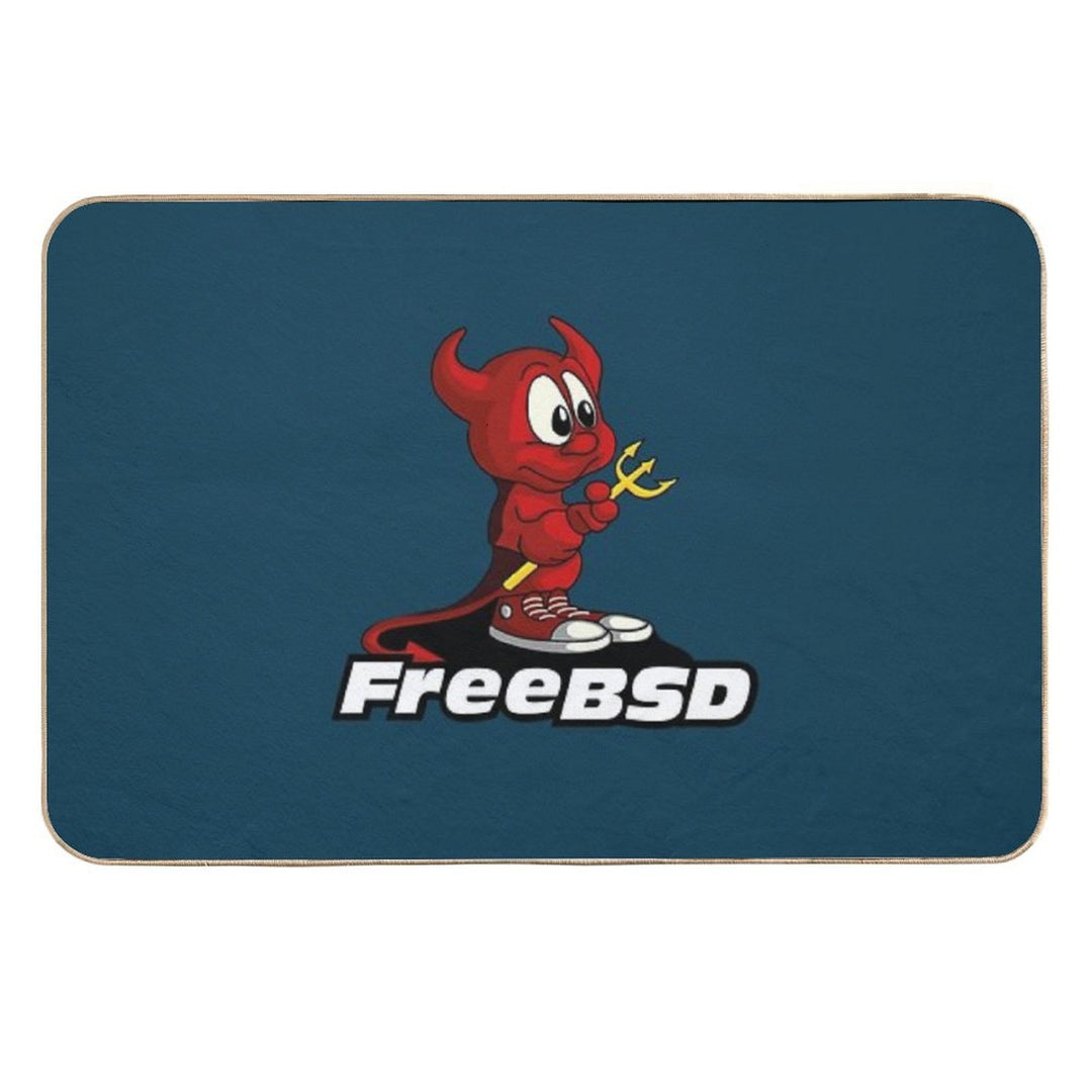 Beastie (FreeBSD) + Text  Easy To Clean Bath Mat