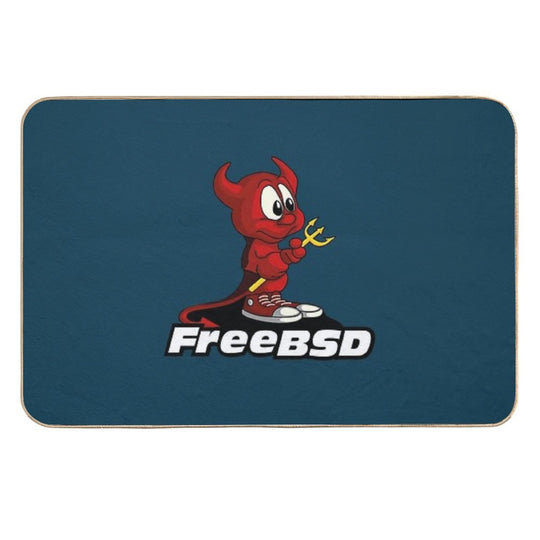 Beastie (FreeBSD) + Text  Easy To Clean Bath Mat