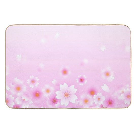 Sakura Flowers in Pink Background Durable Bath Mat
