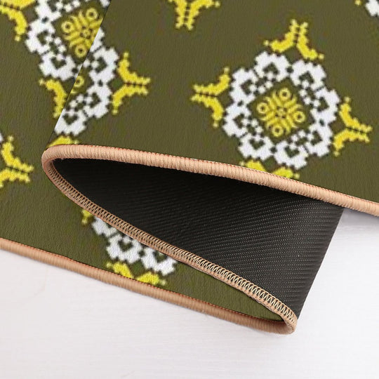 Verdant Harmony — A Dialogue in Diamond And Bloom Pattern Seamless  Versatile Bath Mat