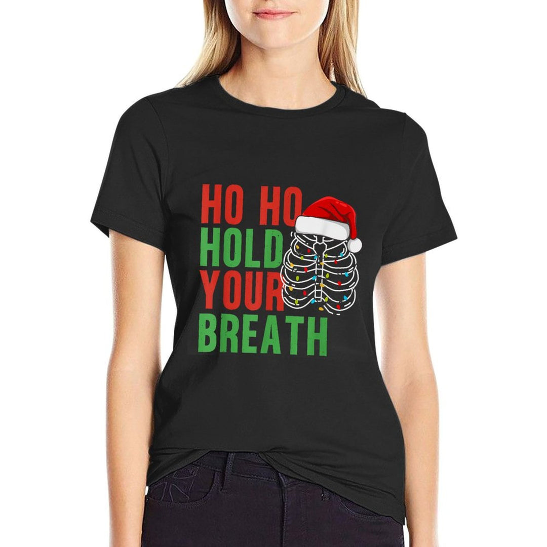 Radiology Tech Christmas Skeleton Ho Ho Ho Your Breath  Heathered Texture T-Shirt