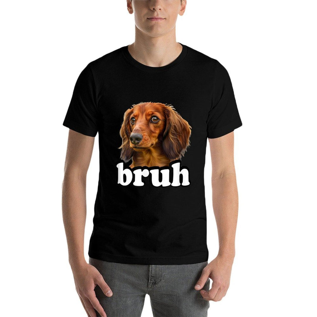 Funny Mens Womens Kids Bro Bruh Long Haired Dachshund Lover  Affordable Price T-Shirt