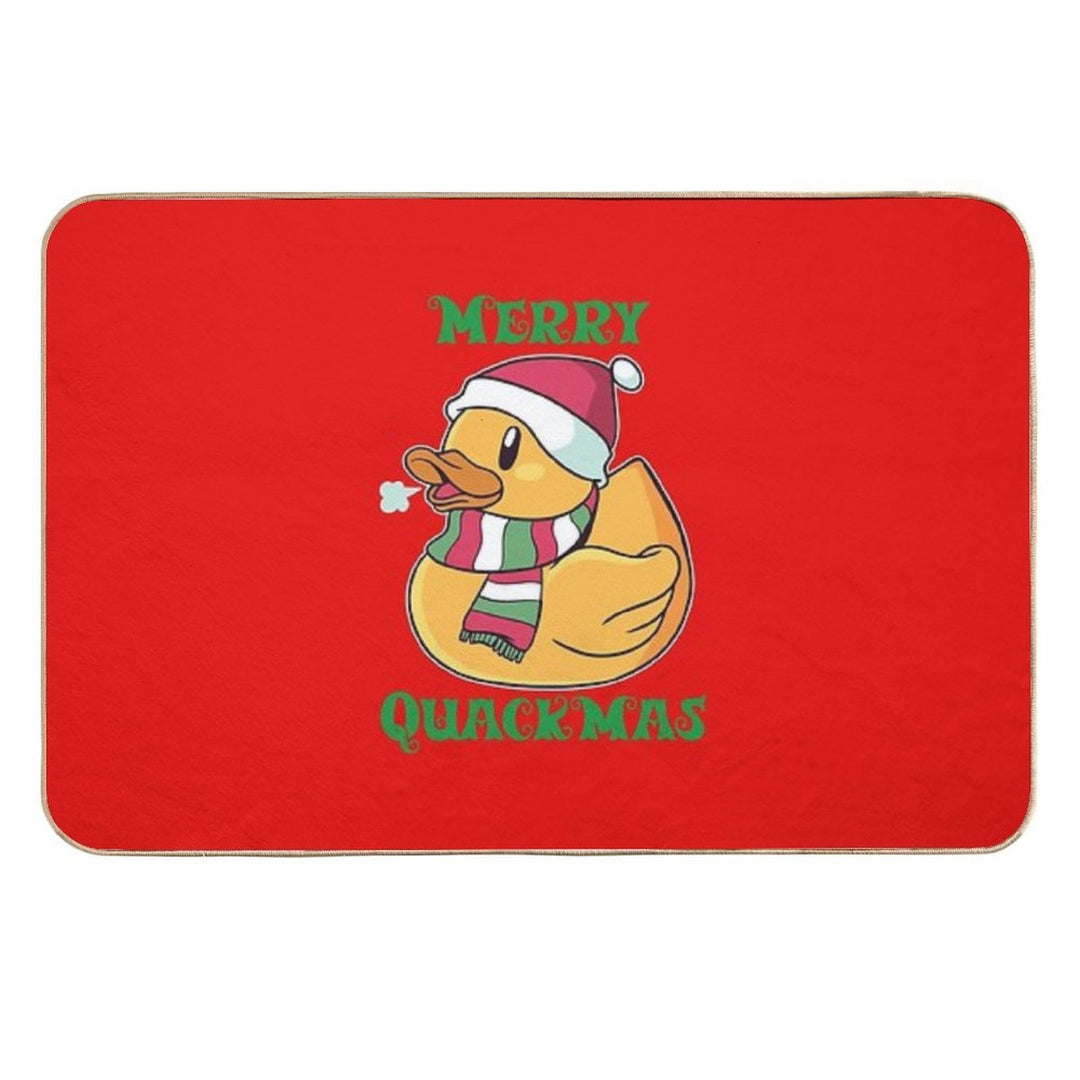 Merry Quackmas Christmas Rubber Duck Ducky  Slip-Resistant Bath Mat