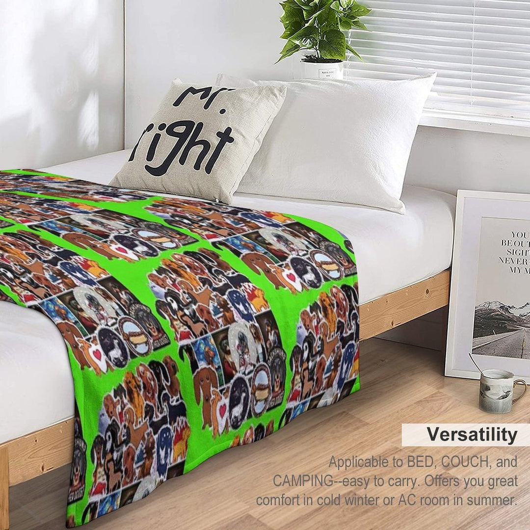 I Love Dachshunds, Collage. Shrink-resistant Throw Blanket