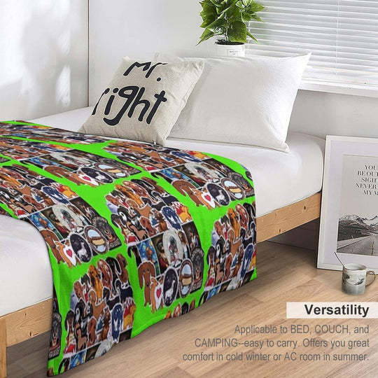 I Love Dachshunds, Collage. Shrink-resistant Throw Blanket