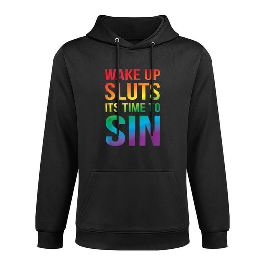 Funny PRIDE Adult Wake Up Sluts Its Time to Sin LGBTQ Shrink-Resistant Hoodie