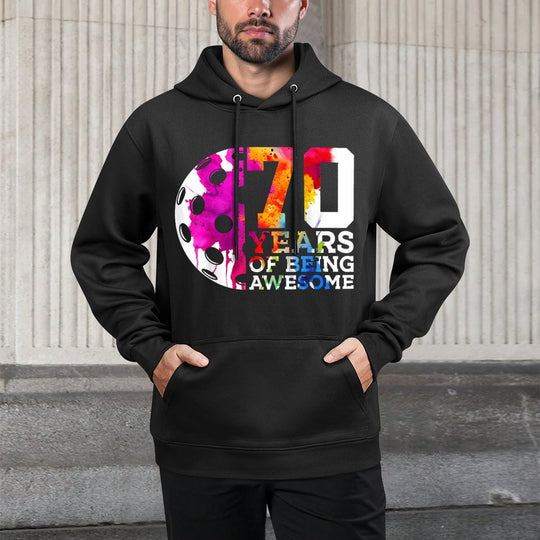 70 YEARS OF BEING AWESOME PICKLEBALL 70TH BIRTHDAY Adjustable Hood Hoodie