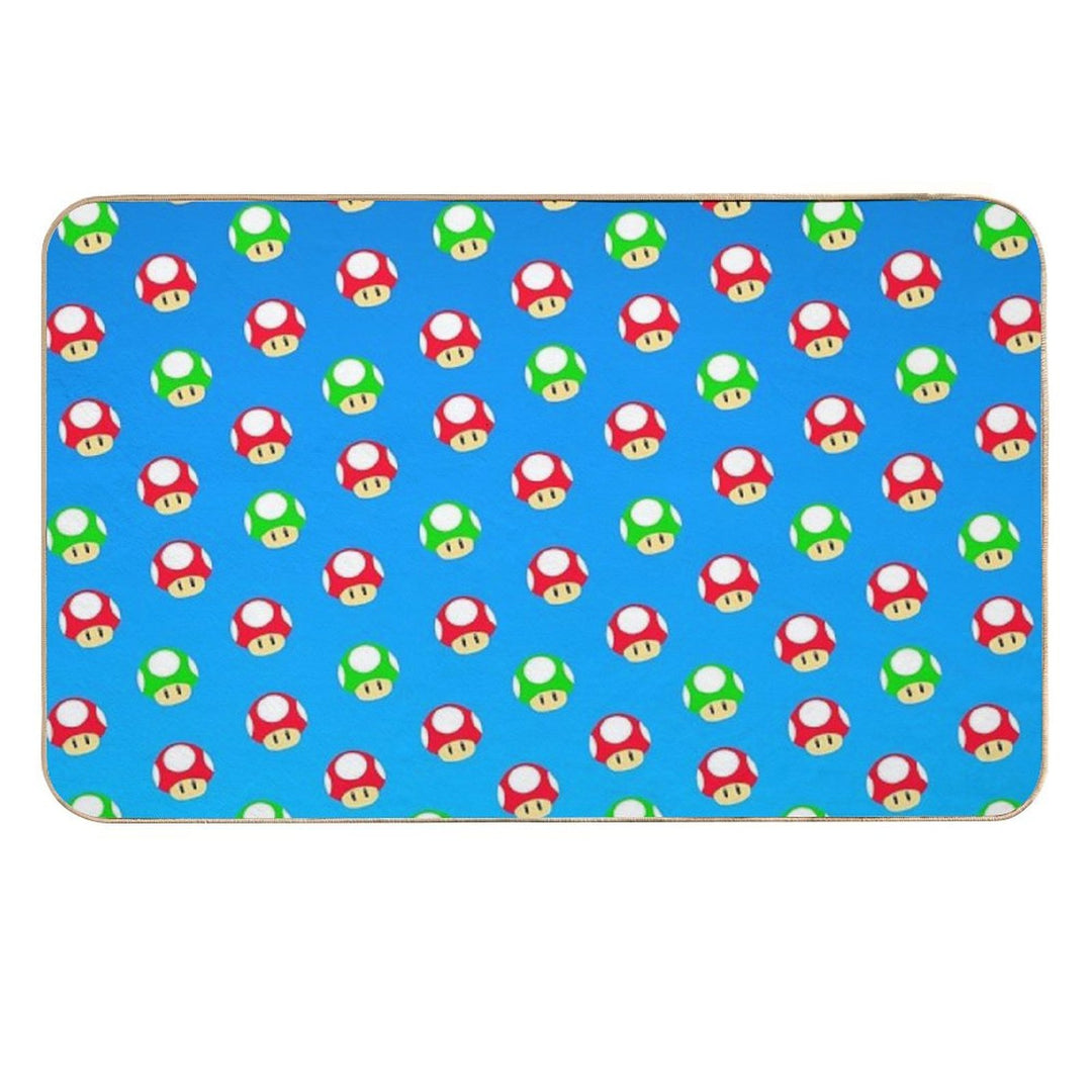 Red And Green Mushrooms  Easy To Clean Bath Mat