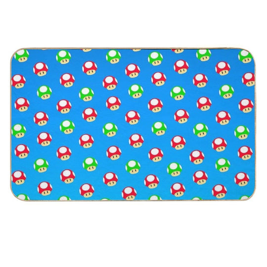 Red And Green Mushrooms  Easy To Clean Bath Mat