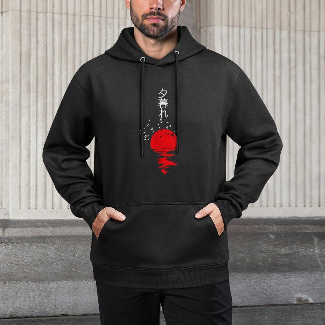 Japanese Sunset Minimalist in Gothic Aesthetic Twilight Medium-Weight Fabric Hoodie