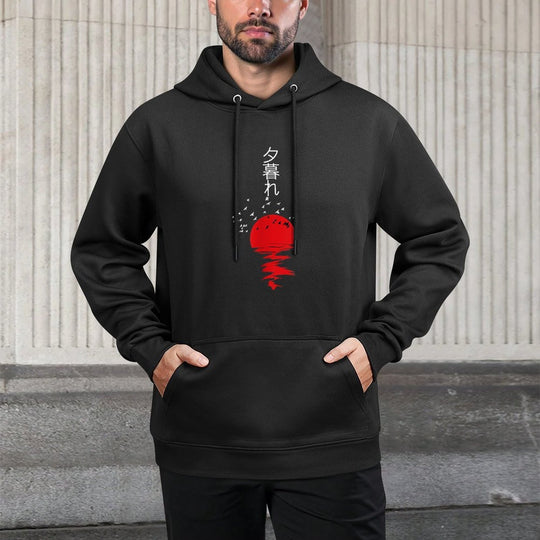 Japanese Sunset Minimalist in Gothic Aesthetic Twilight Medium-Weight Fabric Hoodie