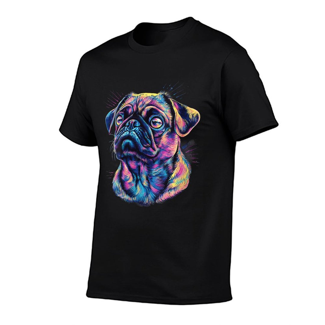 Womens Pug Owner Colorful Portrait Dog Animal Cute Pug Lover  Slim-fit Cut T-Shirt