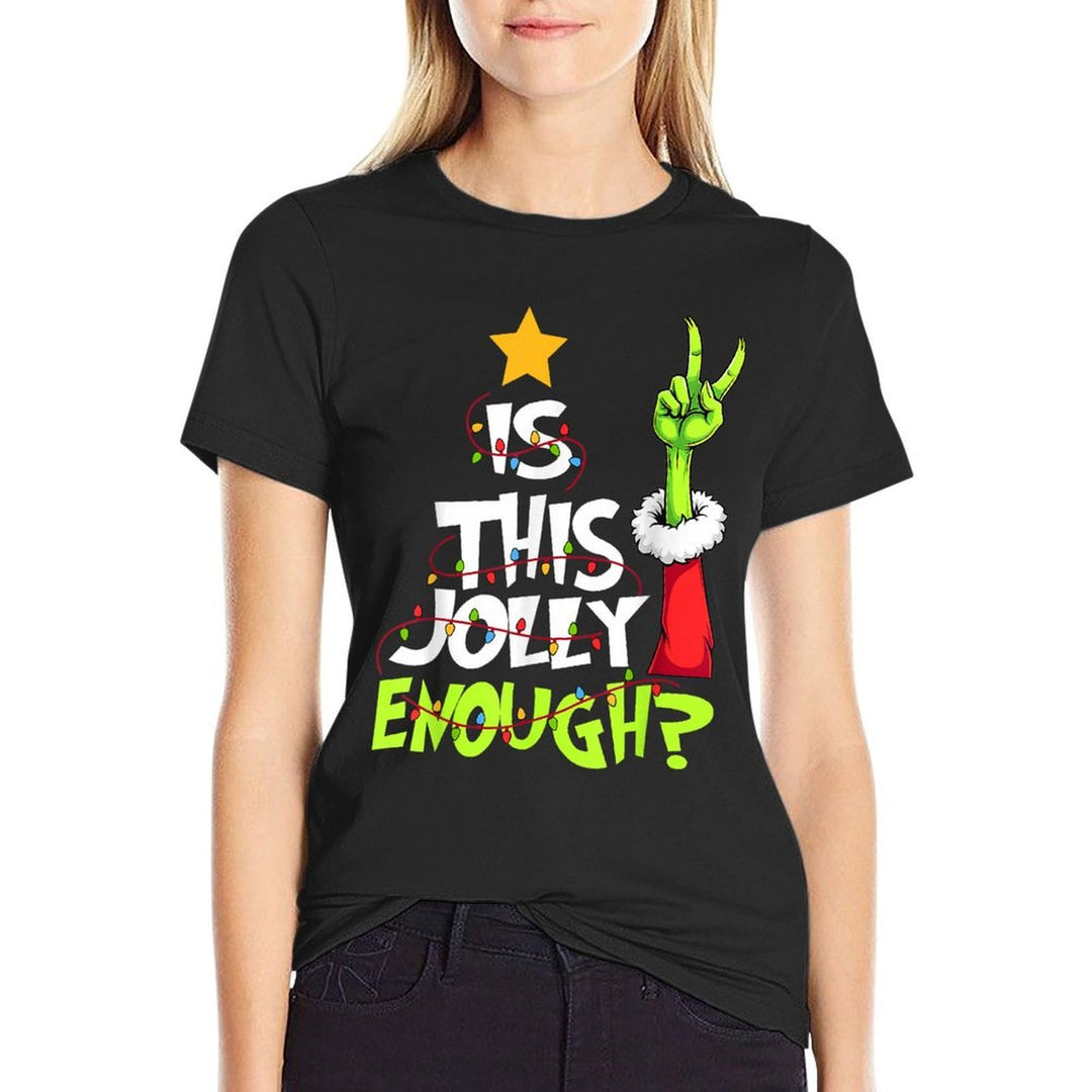 Is This Jolly Enough Funny Christmas Light Men Women  Heathered Texture T-Shirt