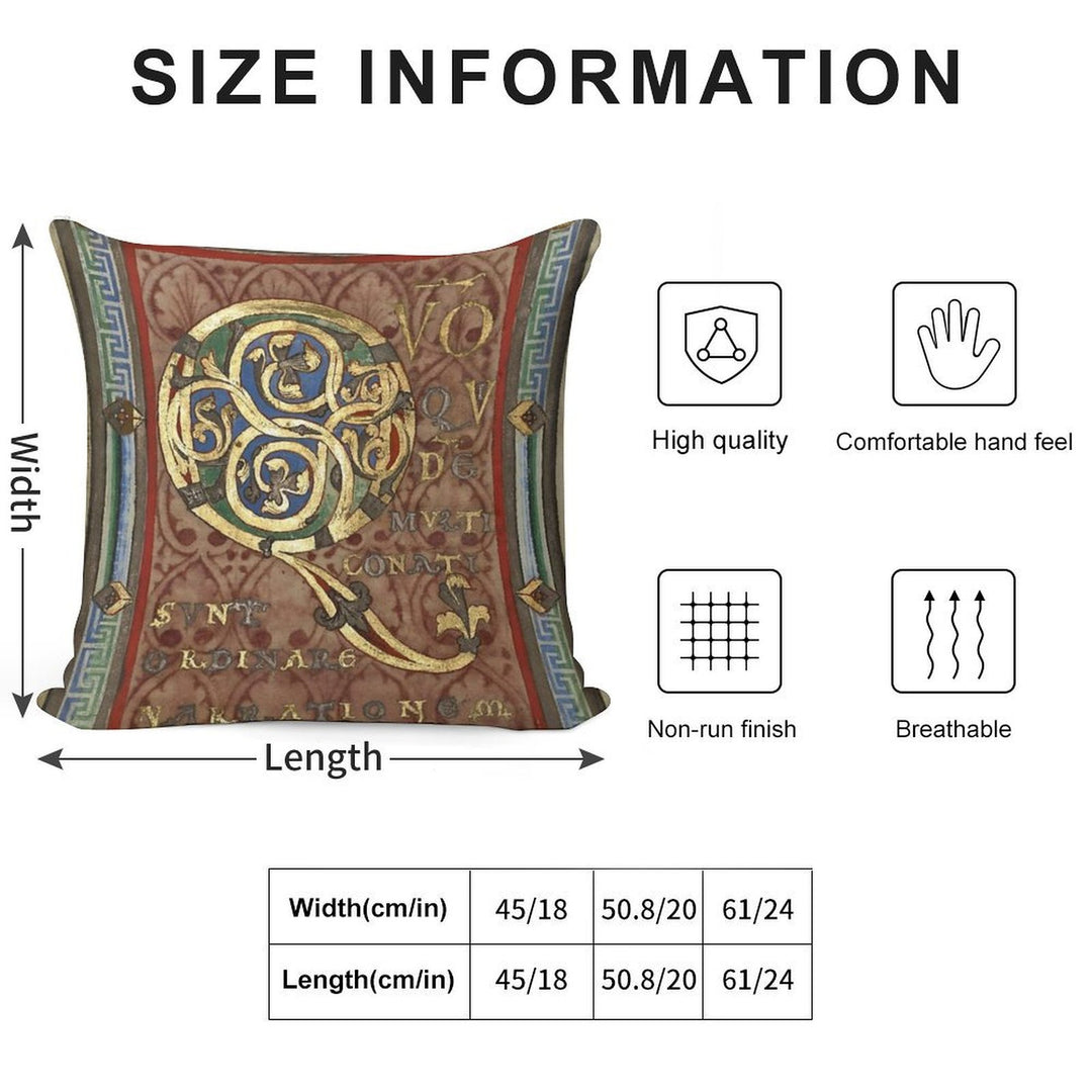 Decorated Incipit Page - Opening of Luke's Gospel (1120 - 1140 AD) Soft Luxury Feel Throw Pillow