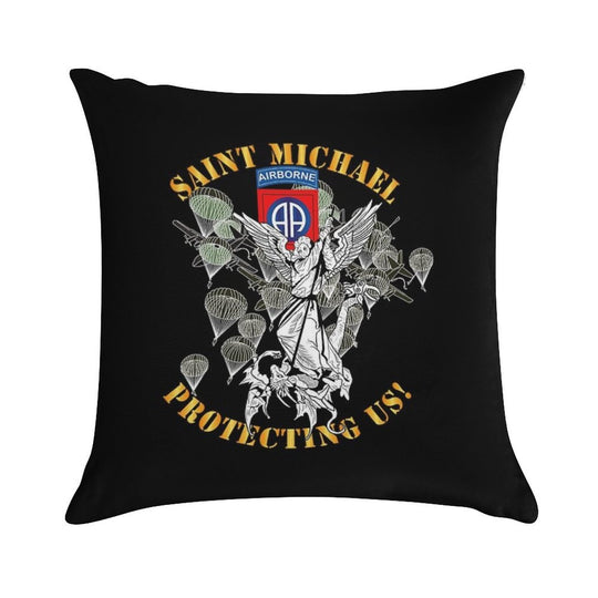 Army - 82nd Airborne Div - Saint Michael - Protecting Us - Mass Soft Multiple Sizes Throw Pillow