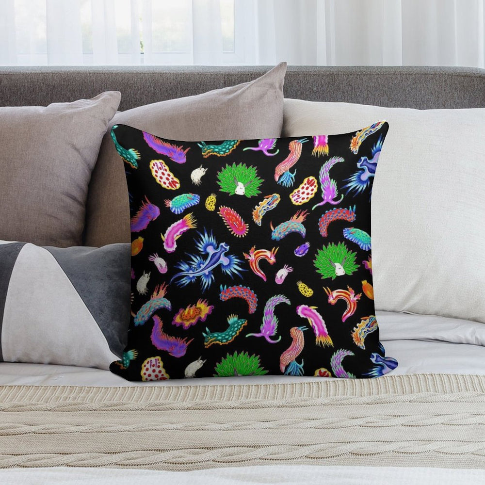 Rainbow Nudibranchs (Sea Slugs) Assortment Soft Bedroom Essential Throw Pillow